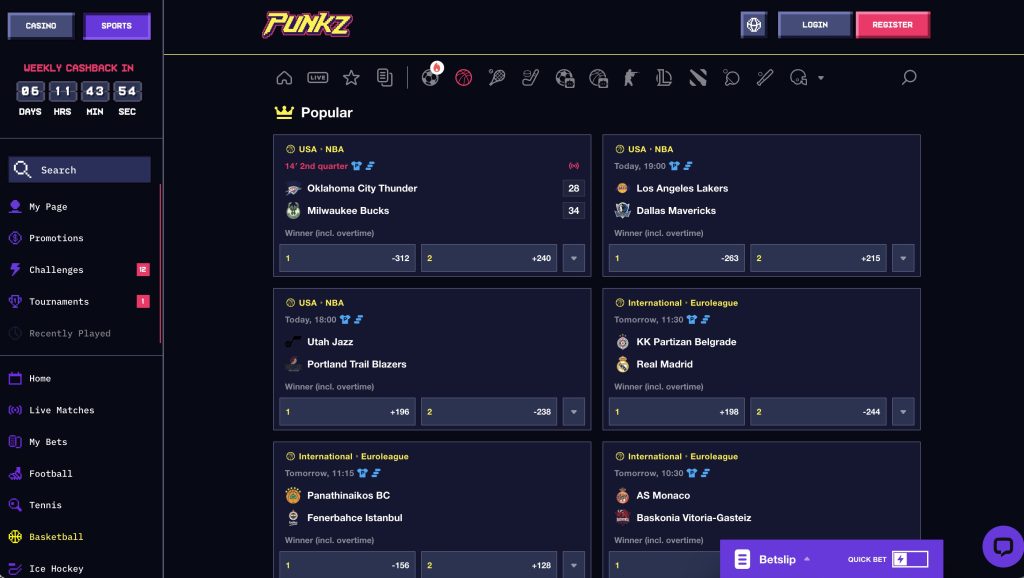 CasinoPunkz Sportsbook NBA Bets